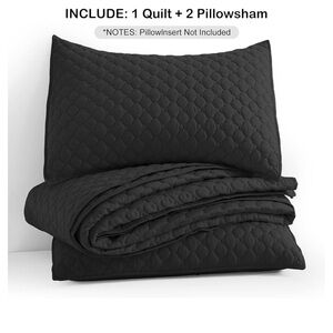 King Size Black Quilt & Pillow Shams Bundle / NEW
